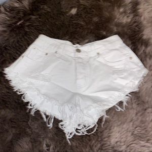 White jean shorts